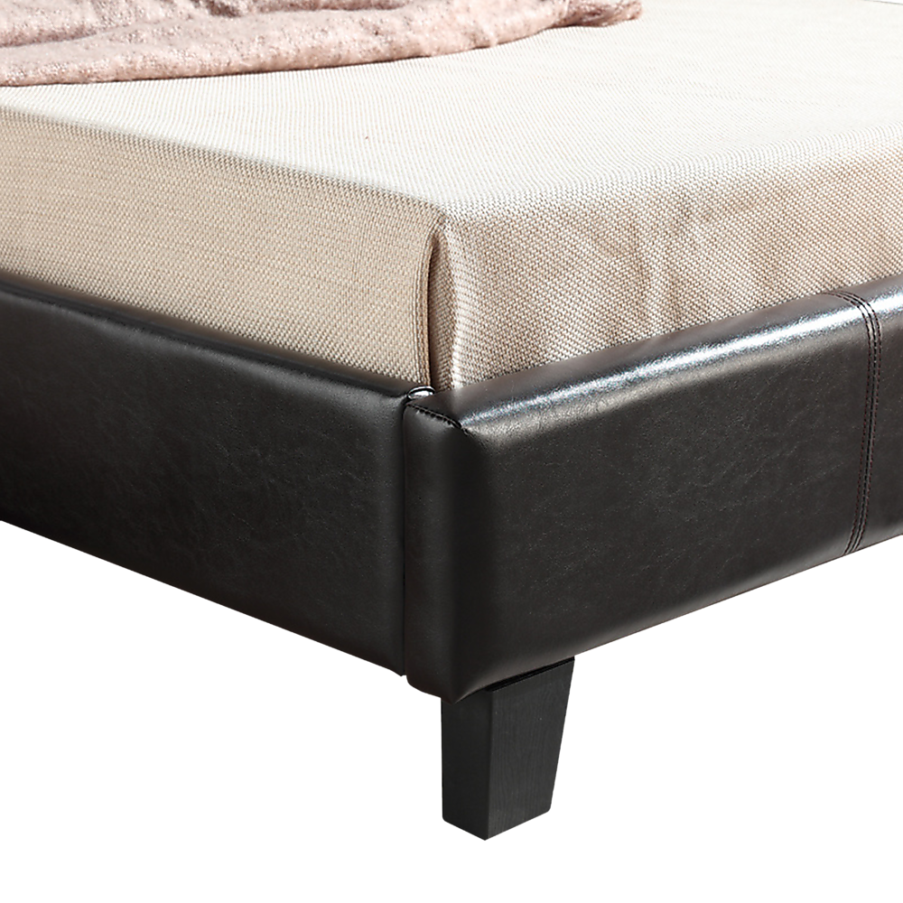 King Single PU Leather Bed Frame Brown-Furniture &gt; Bedroom-PEROZ Accessories