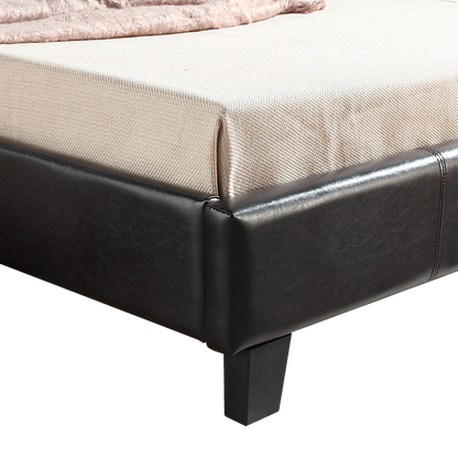 King Single PU Leather Bed Frame Brown-Furniture &gt; Bedroom-PEROZ Accessories