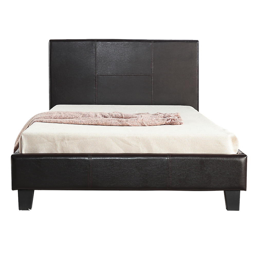 King Single PU Leather Bed Frame Brown-Furniture &gt; Bedroom-PEROZ Accessories