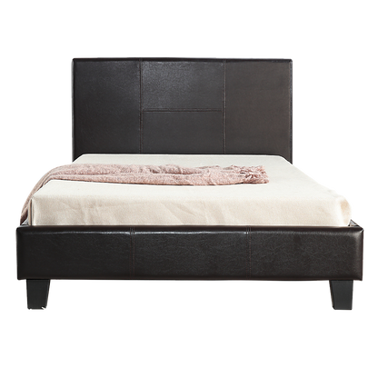 King Single PU Leather Bed Frame Brown-Furniture &gt; Bedroom-PEROZ Accessories