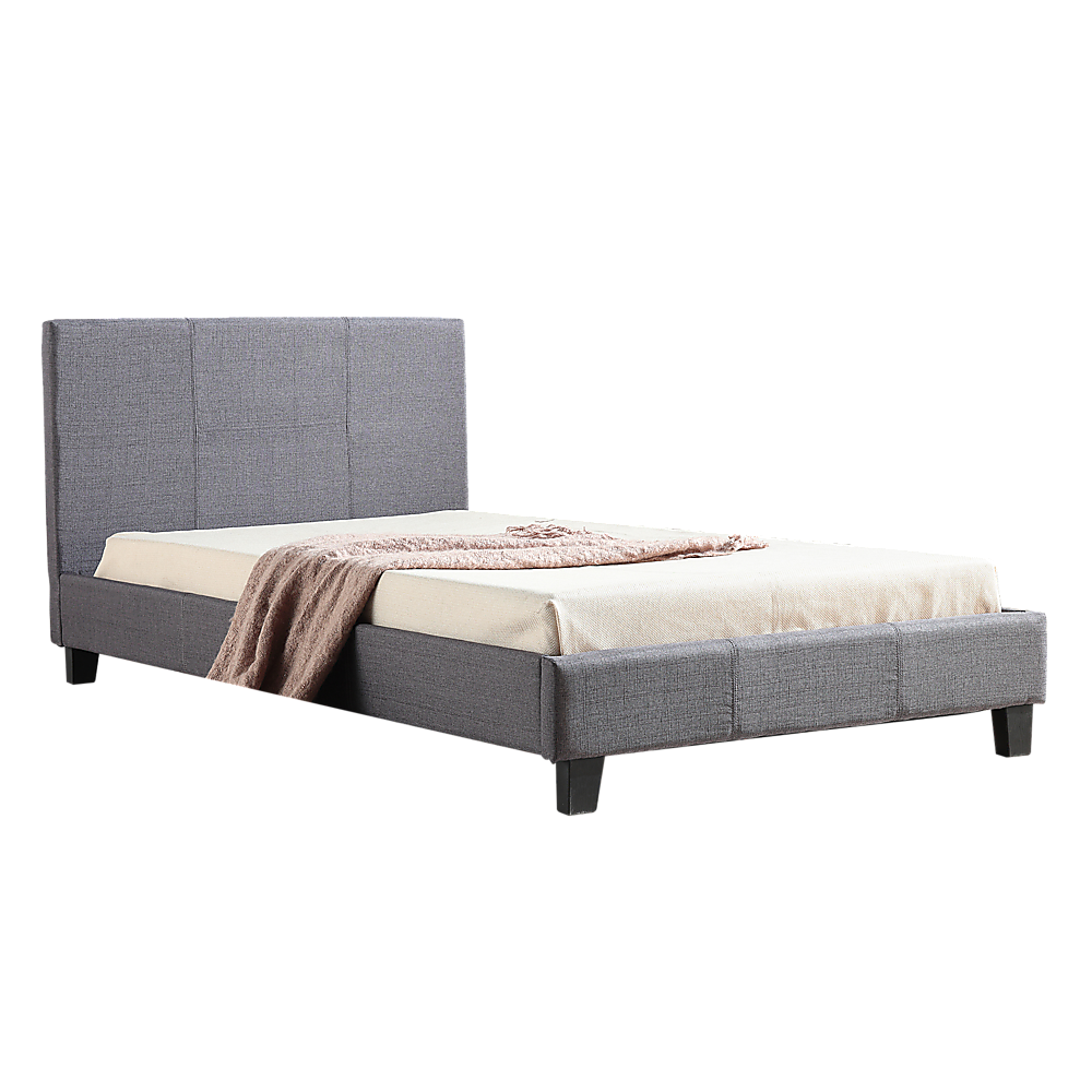 King Single Linen Fabric Bed Frame Grey-Furniture &gt; Bedroom-PEROZ Accessories