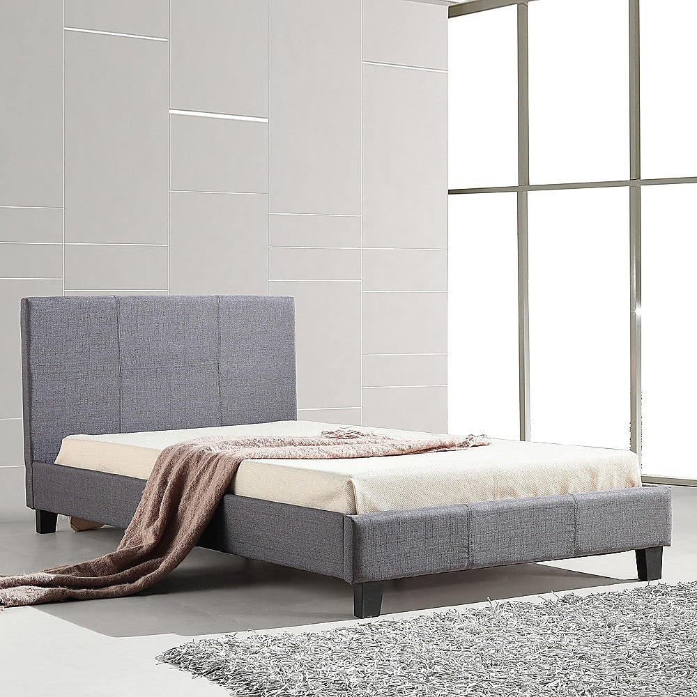 King Single Linen Fabric Bed Frame Grey-Furniture &gt; Bedroom-PEROZ Accessories