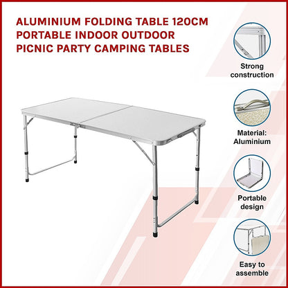 Aluminium Folding Table 120cm Portable Indoor Outdoor Picnic Party Camping Tables-Furniture &gt; Office-PEROZ Accessories