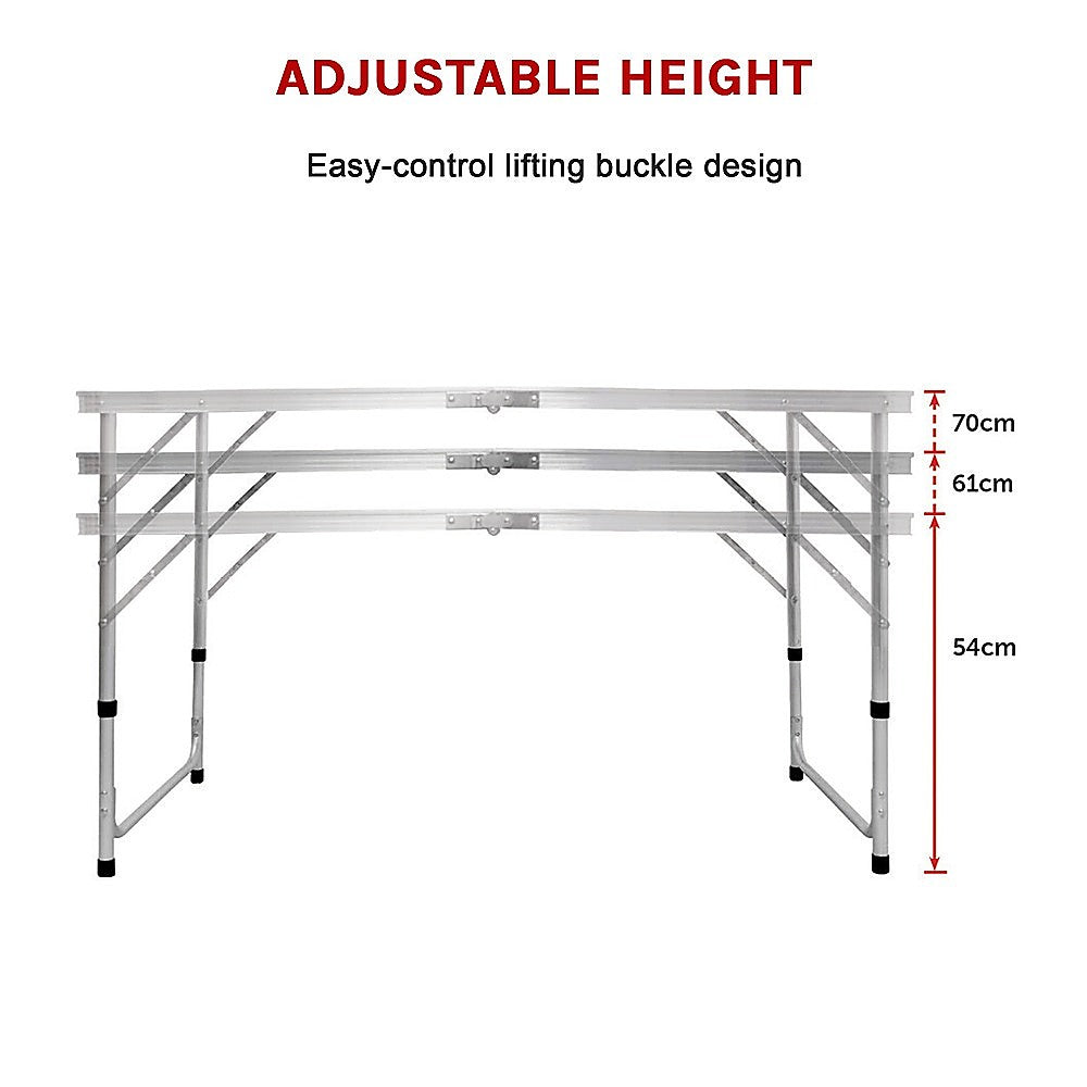 Aluminium Folding Table 120cm Portable Indoor Outdoor Picnic Party Camping Tables-Furniture &gt; Office-PEROZ Accessories