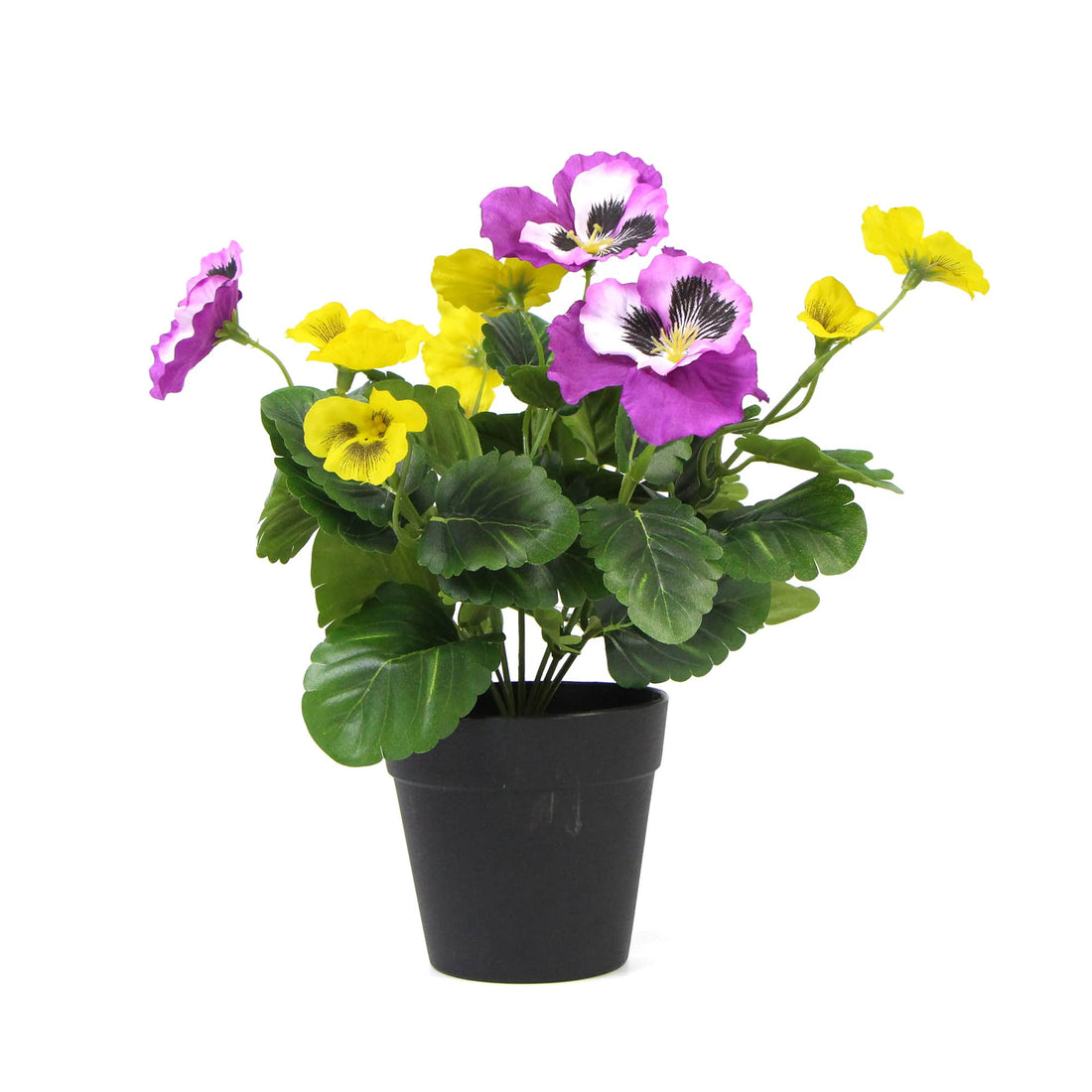 Mixed Pink And Yellow Flowering Potted Artificial Pansy Plants 25cm-Home &amp; Garden &gt; Artificial Plants-PEROZ Accessories