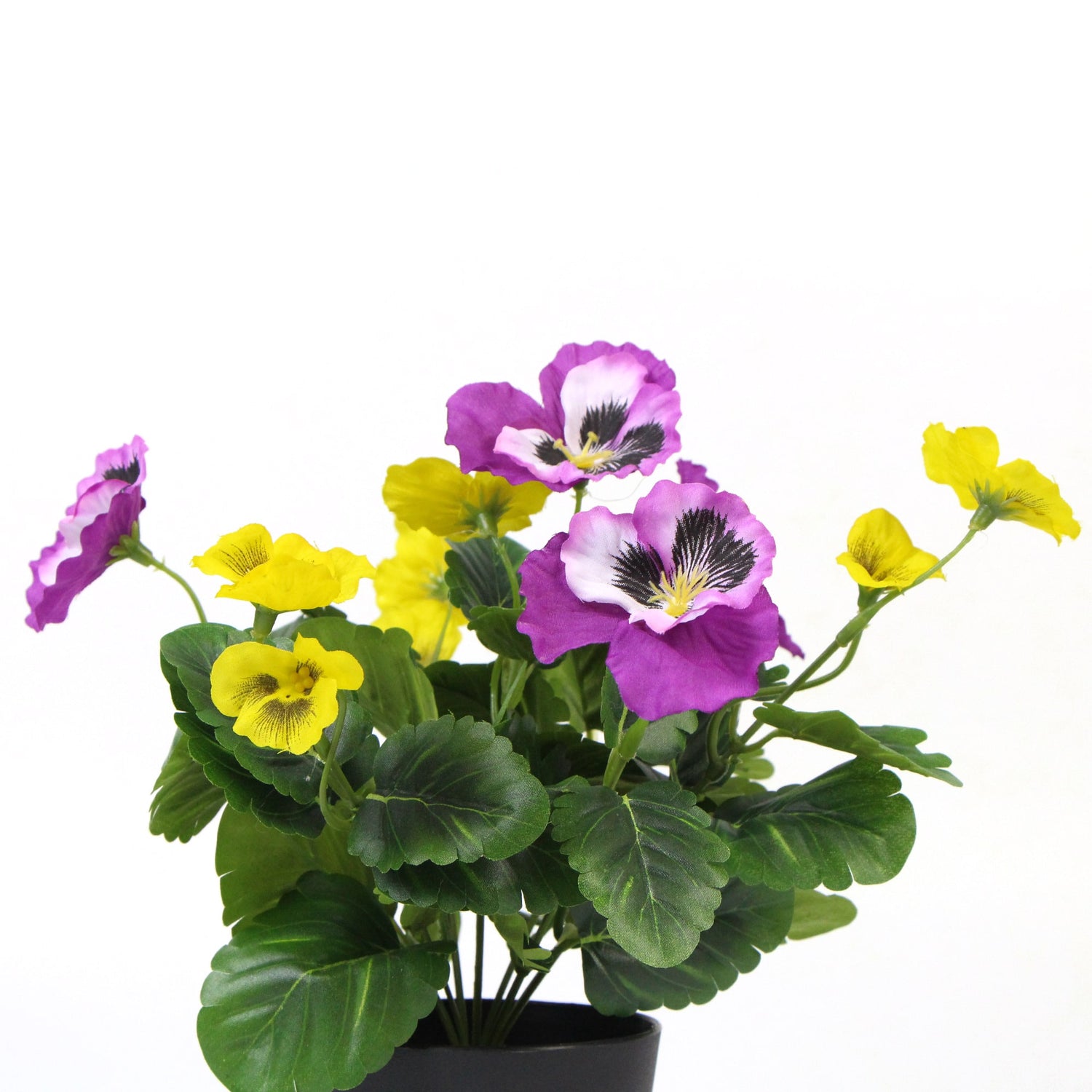 Mixed Pink And Yellow Flowering Potted Artificial Pansy Plants 25cm-Home &amp; Garden &gt; Artificial Plants-PEROZ Accessories