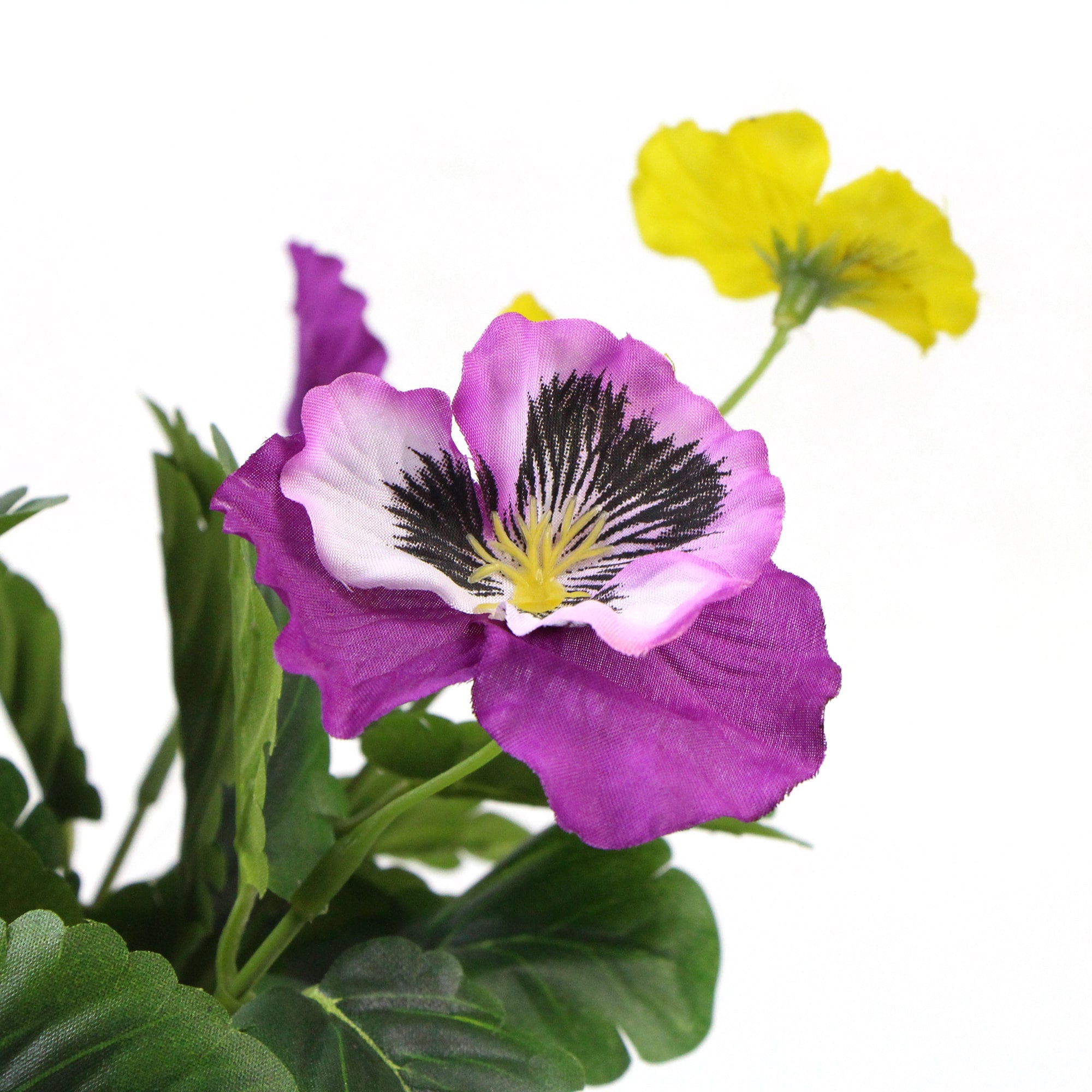 Mixed Pink And Yellow Flowering Potted Artificial Pansy Plants 25cm-Home &amp; Garden &gt; Artificial Plants-PEROZ Accessories