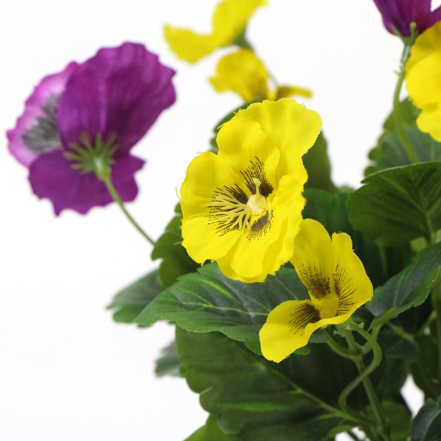 Mixed Pink And Yellow Flowering Potted Artificial Pansy Plants 25cm-Home &amp; Garden &gt; Artificial Plants-PEROZ Accessories