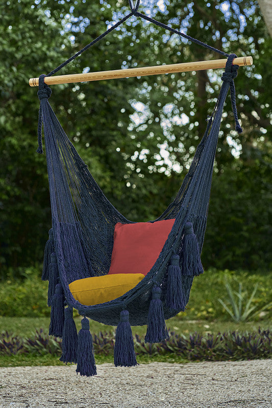 Deluxe Extra Large Mexican Hammock Chair in Outdoor Cotton Colour Blue-Hammock-PEROZ Accessories