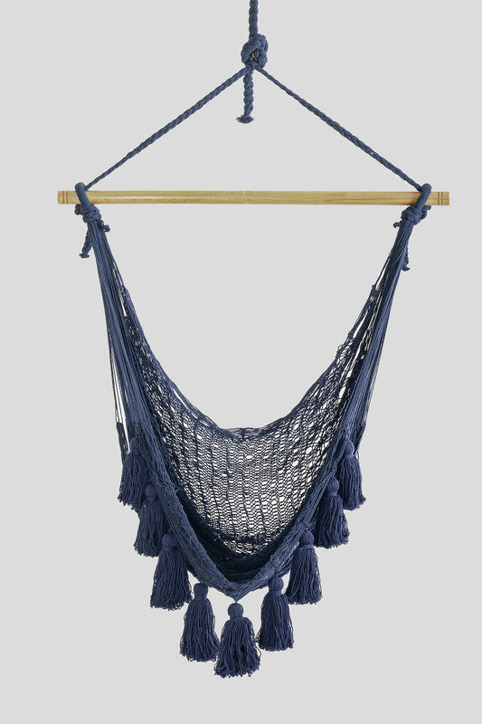 Deluxe Extra Large Mexican Hammock Chair in Outdoor Cotton Colour Blue-Hammock-PEROZ Accessories