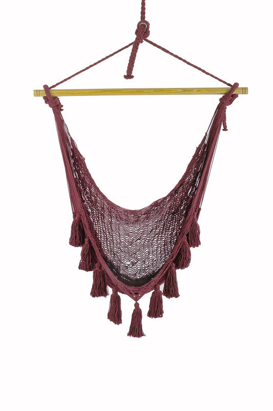 Deluxe Extra Large Mexican Hammock Chair in Outdoor Cotton Colour Maroon-Hammock-PEROZ Accessories