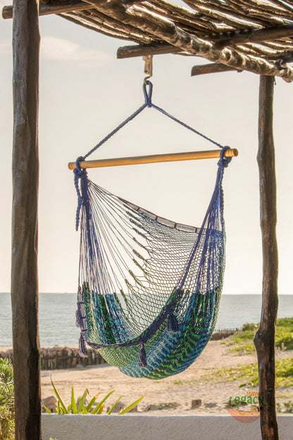 Mayan Legacy Extra Large Outdoor Cotton Mexican Hammock Chair in Caribe Colour-Hammock-PEROZ Accessories