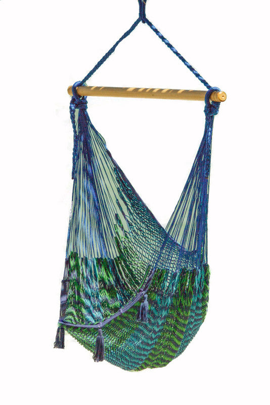 Mayan Legacy Extra Large Outdoor Cotton Mexican Hammock Chair in Caribe Colour-Hammock-PEROZ Accessories