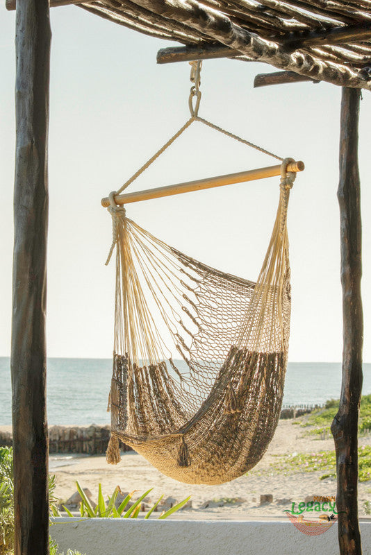 Mayan Legacy Extra Large Outdoor Cotton Mexican Hammock Chair in Dream Sands Colour-Hammock-PEROZ Accessories