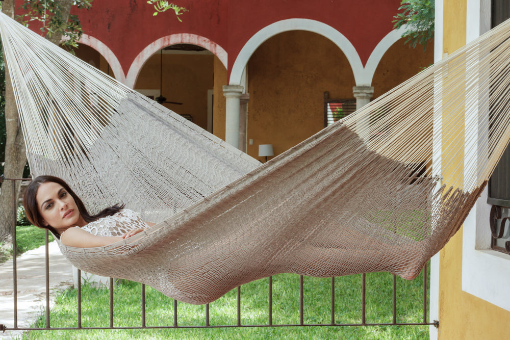 Mayan Legacy Jumbo Size Outdoor Cotton Mexican Hammock in Dream Sands Colour-Hammock-PEROZ Accessories