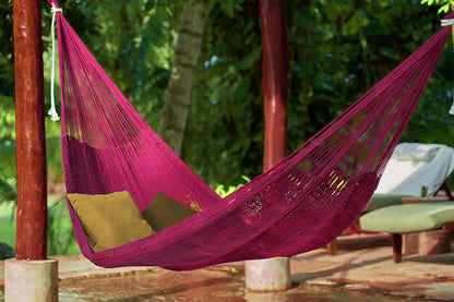 Outdoor undercover cotton Mayan Legacy hammock King size Mexican Pink-Hammock-PEROZ Accessories