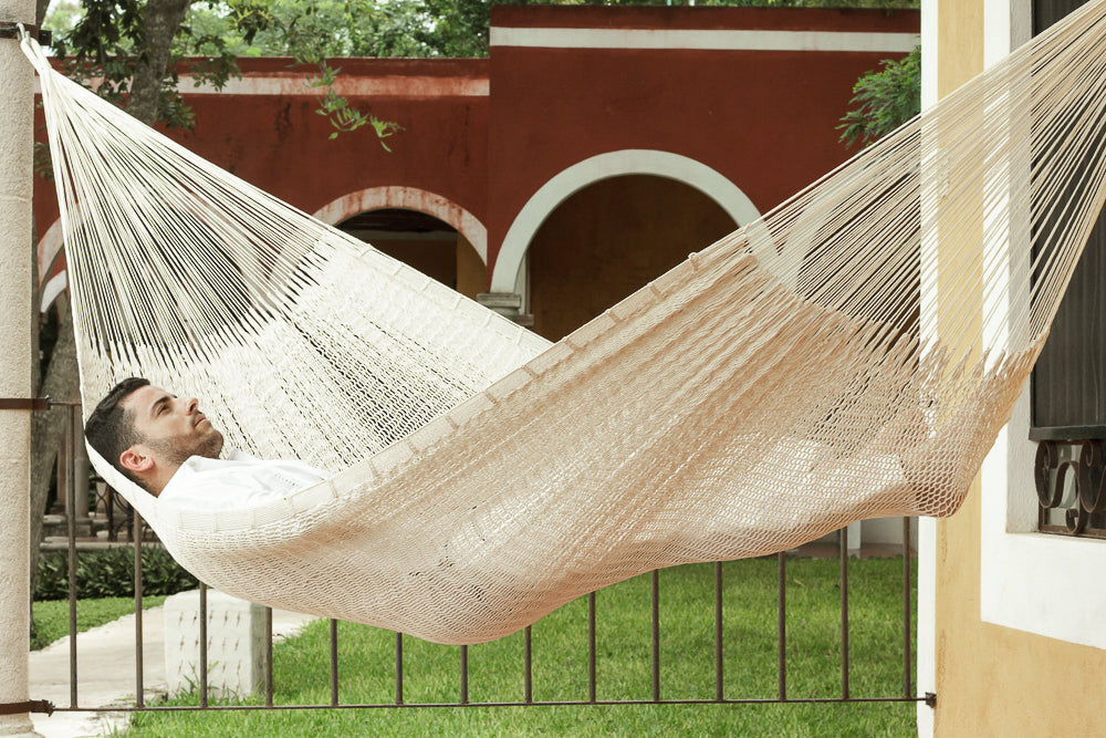 Mayan Legacy Queen Size Outdoor Cotton Mexican Hammock in Marble Colour-Hammock-PEROZ Accessories