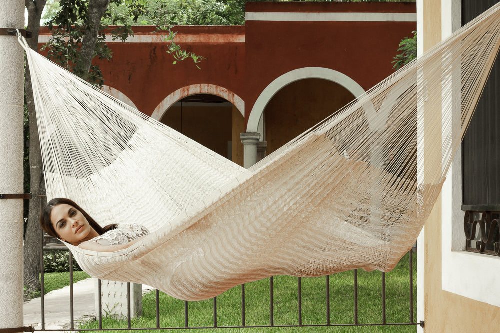 Mayan Legacy Queen Size Outdoor Cotton Mexican Hammock in Marble Colour-Hammock-PEROZ Accessories