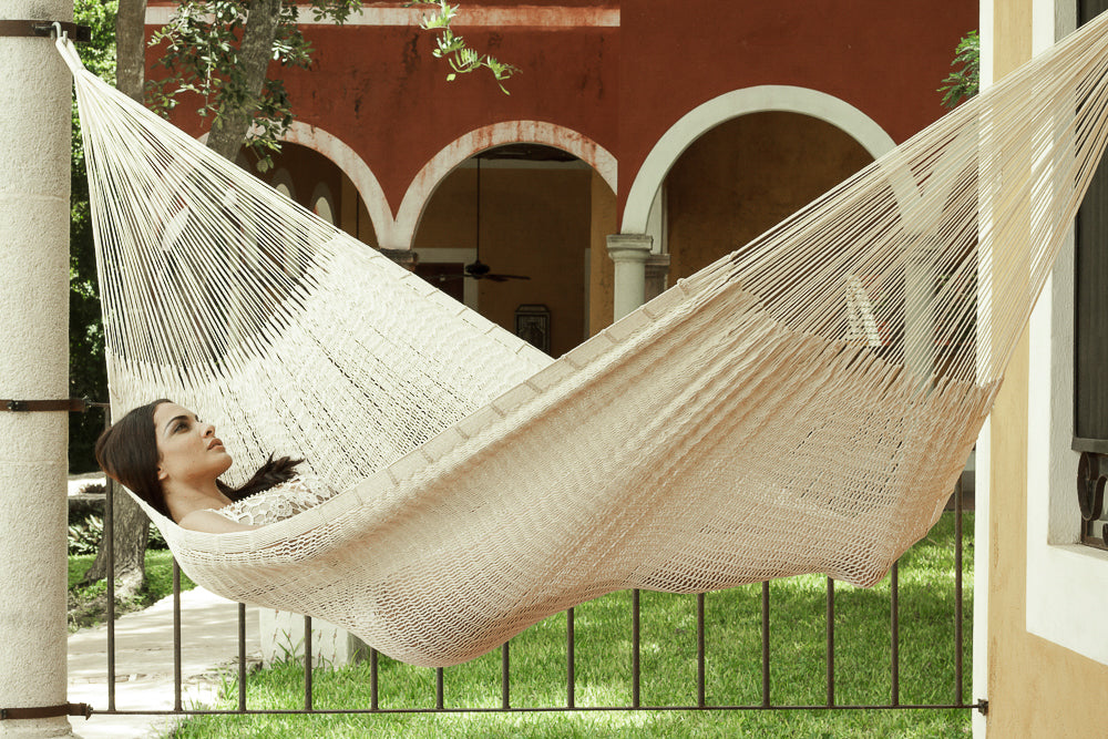 Mayan Legacy Queen Size Outdoor Cotton Mexican Hammock in Marble Colour-Hammock-PEROZ Accessories