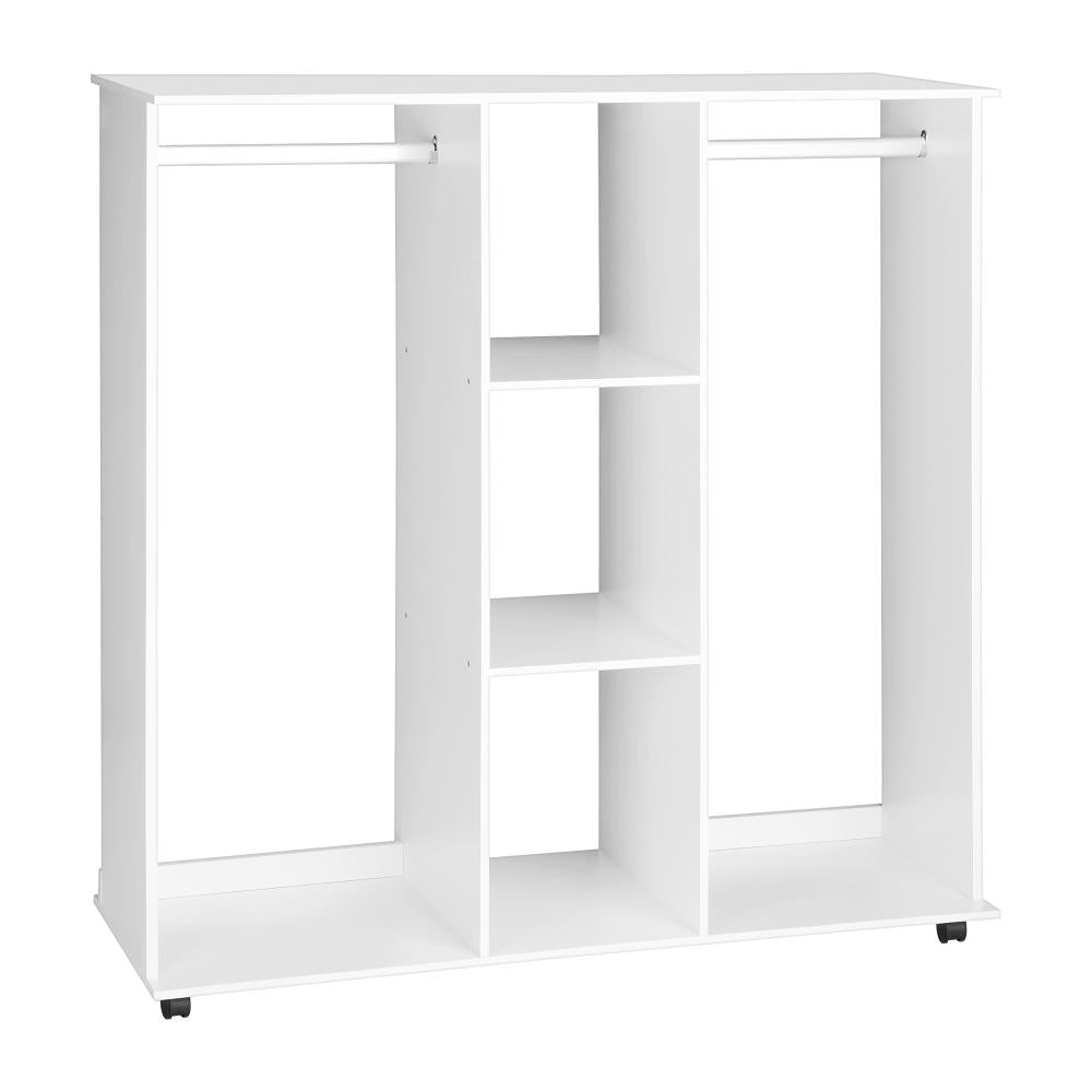 Oikiture Portable Double Wardrobe Storage Shelves Organizer Clothes Rack Hanger-Wardrobe-PEROZ Accessories