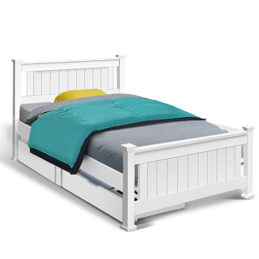 Artiss Wooden Bed Frame Timber Single Size RIO Kids Adults Storage Drawers Base-Furniture &gt; Bedroom - Peroz Australia - Image - 1