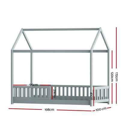 Artiss Wooden Bed Frame Single Size House Frame Pine Timber Base Platform Oak-Furniture &gt; Bedroom - Peroz Australia - Image - 6