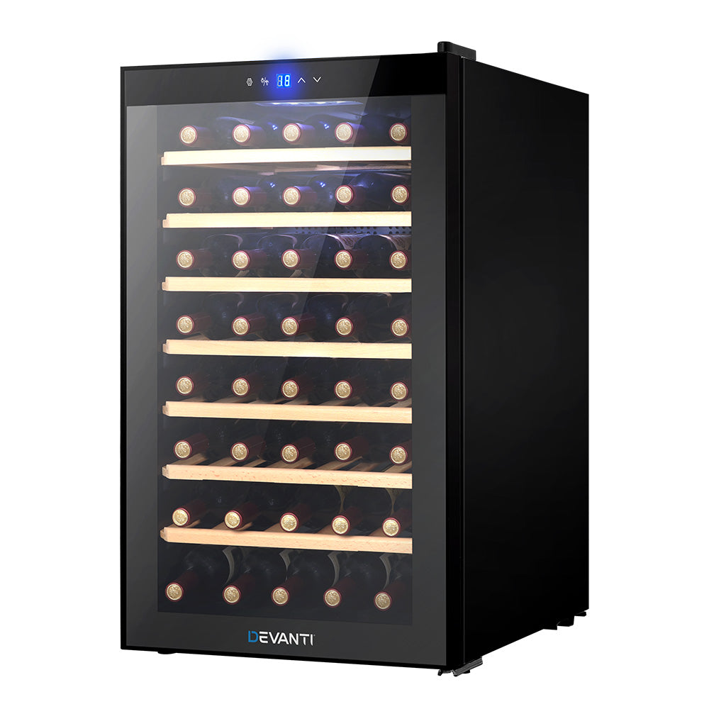 Devanti Wine Cooler Compressor Fridge Chiller Storage Cellar 51 Bottle Black-Appliances &gt; Fridges-PEROZ Accessories