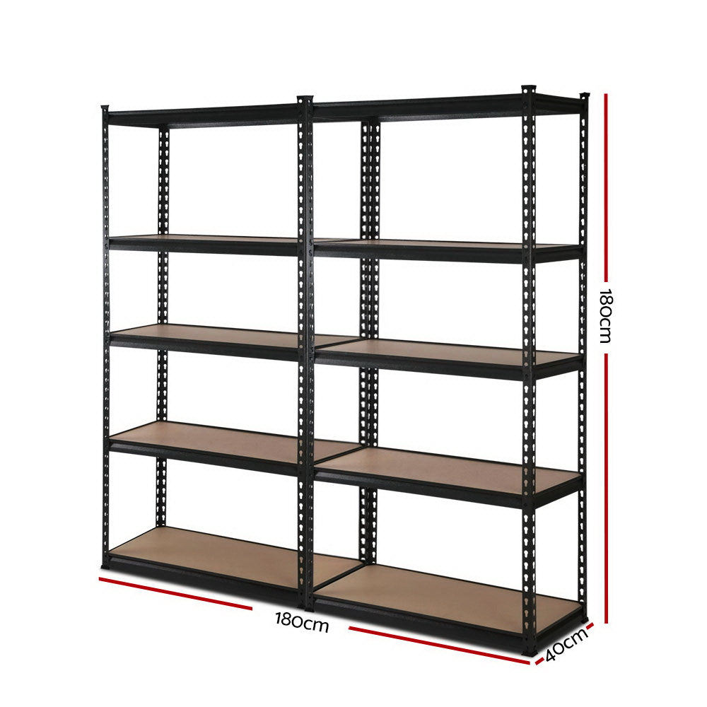 2x1.8M 5-Shelves Steel Warehouse Shelving Racking Garage Storage Rack Black-Home &amp; Garden &gt; Storage-PEROZ Accessories