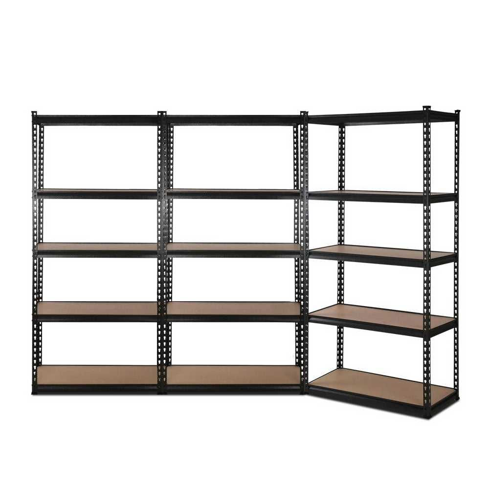 3x1.8M 5-Shelves Steel Warehouse Shelving Racking Garage Storage Rack Black-Home &amp; Garden &gt; Storage-PEROZ Accessories