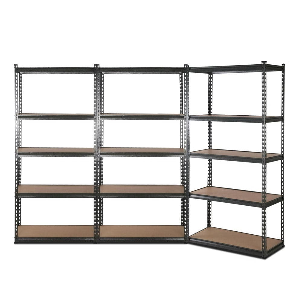 3x1.8M 5-Shelves Steel Warehouse Shelving Racking Garage Storage Rack Grey-Home &amp; Garden &gt; Storage-PEROZ Accessories