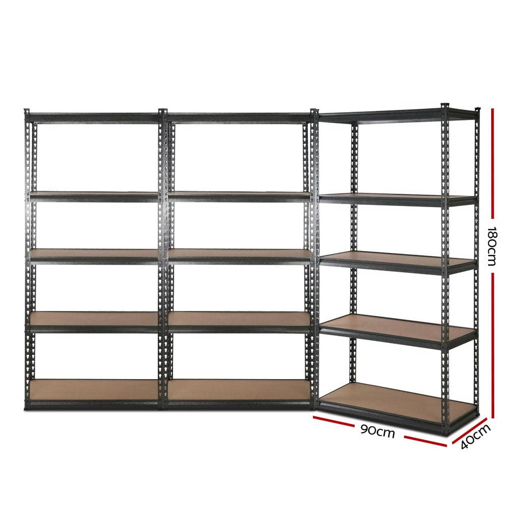 3x1.8M 5-Shelves Steel Warehouse Shelving Racking Garage Storage Rack Grey-Home &amp; Garden &gt; Storage-PEROZ Accessories