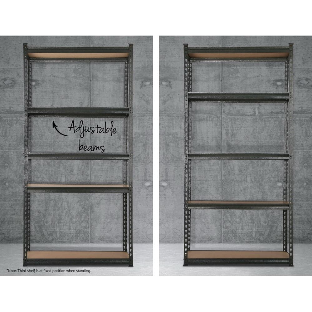 3x1.8M 5-Shelves Steel Warehouse Shelving Racking Garage Storage Rack Grey-Home &amp; Garden &gt; Storage-PEROZ Accessories