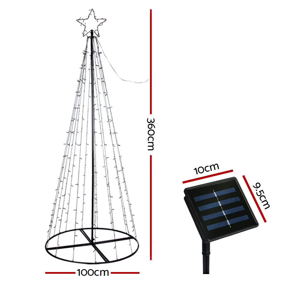 Jingle Jollys Solar Christmas Tree 3.6M LED Xmas Tree 8 Light Modes Warm White-Occasions &gt; Christmas-PEROZ Accessories