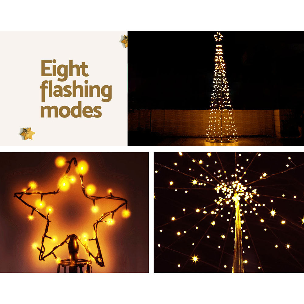 Jingle Jollys Solar Christmas Tree 3.6M LED Xmas Tree 8 Light Modes Warm White-Occasions &gt; Christmas-PEROZ Accessories