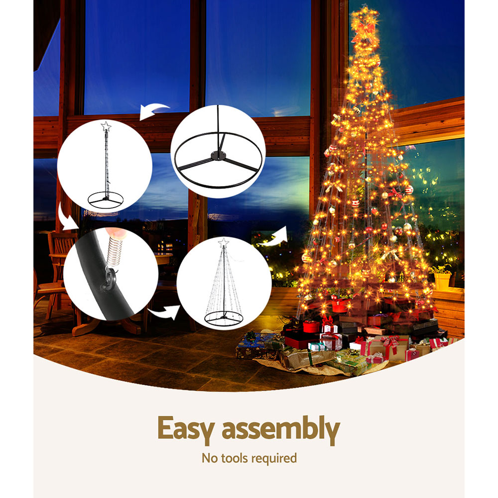 Jingle Jollys Solar Christmas Tree 3.6M LED Xmas Tree 8 Light Modes Warm White-Occasions &gt; Christmas-PEROZ Accessories