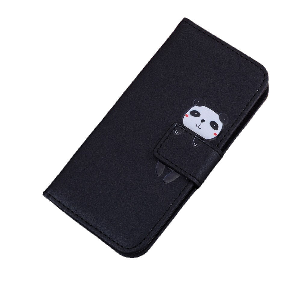 Anymob iPhone Case Black Flip Leather Skin Silicone Bear Design Wallet Phone-Mobile Phone Cases-PEROZ Accessories