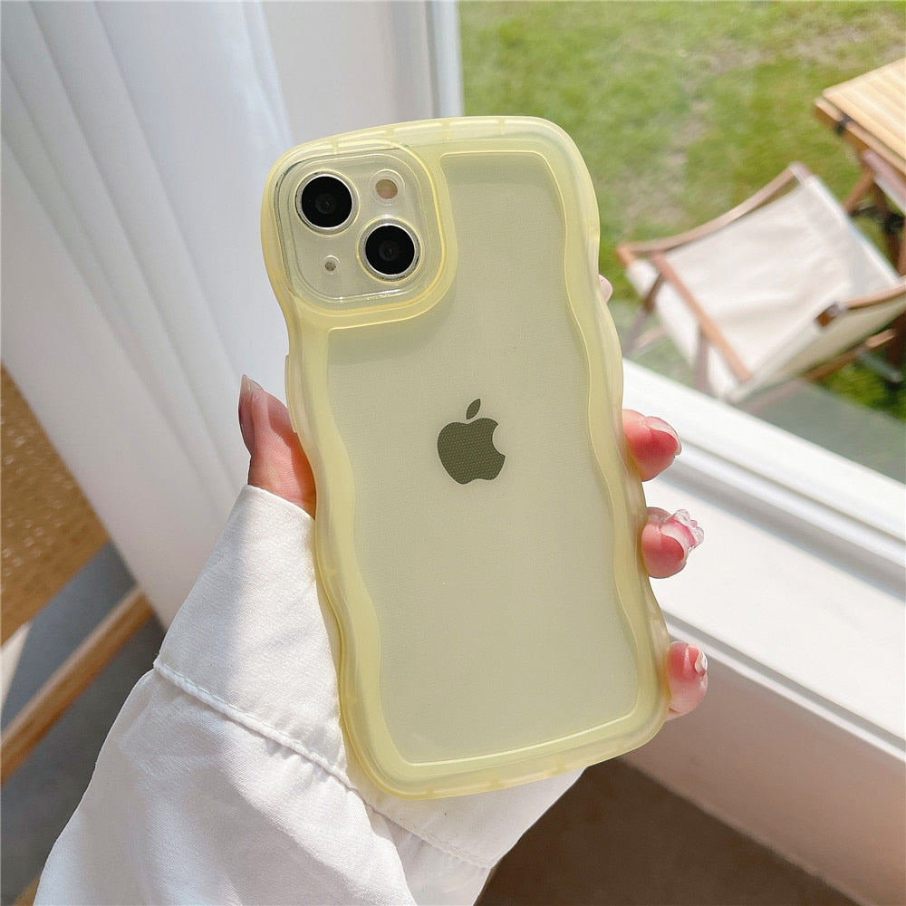 Anymob iPhone Case Yellow Clear Art Wavy Silicon Soft Back Cover-Mobile Phone Cases-PEROZ Accessories