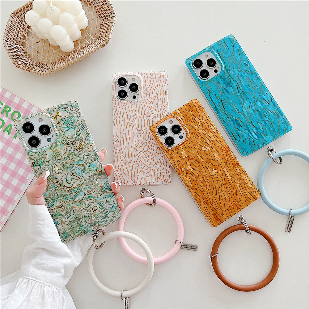 Anymob iPhone Case Blue Luxury Glitter Shell Pattern with Bracelet Cover-Mobile Phone Cases-PEROZ Accessories