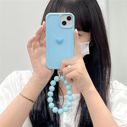 Anymob iPhone Case Blue Cute Love Heart Hand Bracelet Strap Soft Silicone Candy Color Back Cover-Mobile Phone Cases-PEROZ Accessories