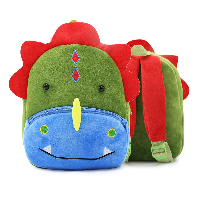 Anykidz 3D Green Dinosaur School Backpack Cute Animal With Cartoon Designs Children Toddler Plush Bag For Baby Girls and Boys-Backpacks-PEROZ Accessories