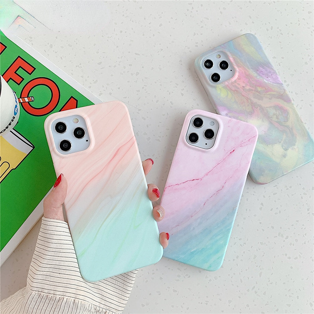 Anymob iPhone Case Stone Gradual Color Matte Marble Soft Silicone Back Cover-Mobile Phone Cases-PEROZ Accessories