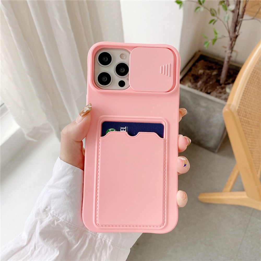 Anymob iPhone Case Pink Camera Protection Card Package Soft Silicone Back Cover-Mobile Phone Cases-PEROZ Accessories