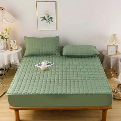 Anyhouz Mattress Cover Green 200x200cm Waterproof Quilted Fitted Bed Sheet-Bed Sheets-PEROZ Accessories