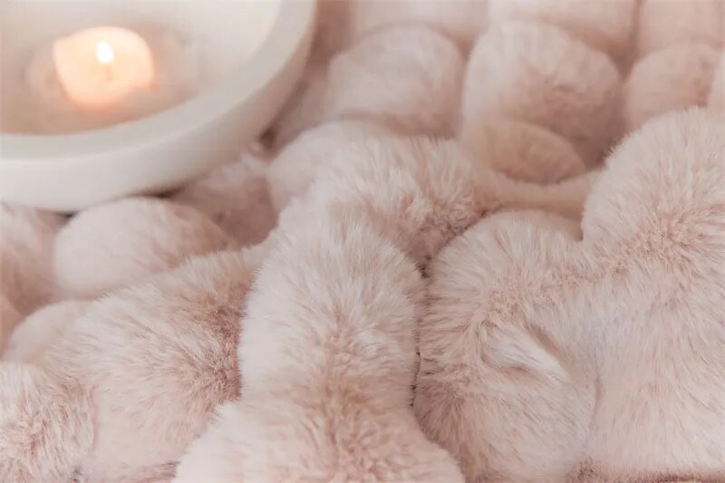 Anyhouz Blanket Pink Tuscan Imitation Thick Fur Winter Luxury Warmth Super Comfortable for Beds and Sofa 100x160cm-Blankets-PEROZ Accessories