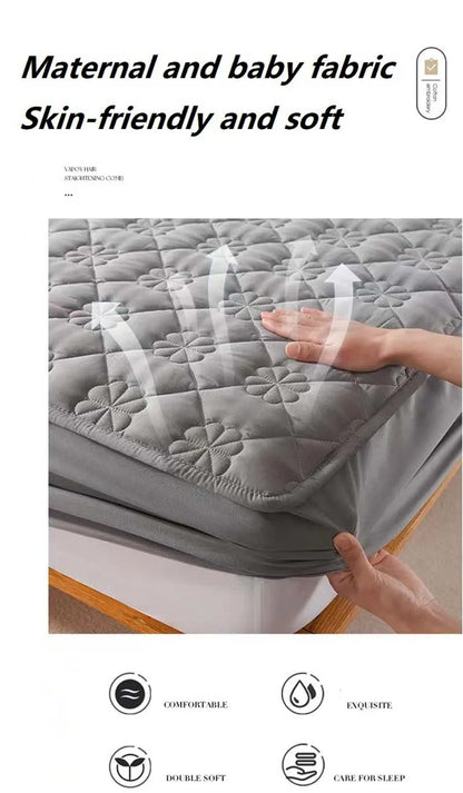 Anyhouz Mattress Cover Leaf Gray 140x200cm Waterproof Quilted Fitted Bed Sheet-Bed Sheets-PEROZ Accessories