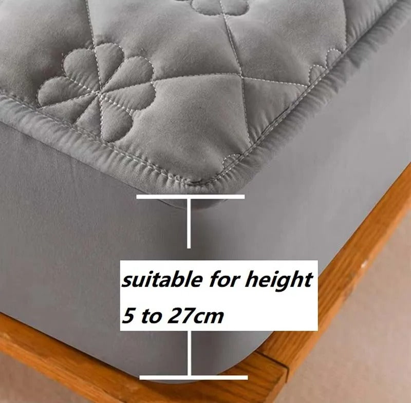 Anyhouz Mattress Cover Gray 140x200cm Waterproof Quilted Fitted Bed Sheet-Bed Sheets-PEROZ Accessories