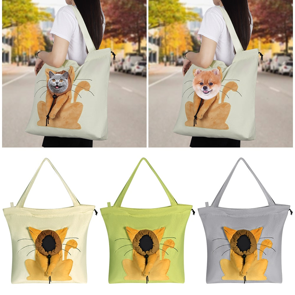 AnyWags Cat Handbag Gray Soft Collar Pets Carrier Luggage Small Dog Travel Tote Bag With Safety Zippers-Pet Supplies-PEROZ Accessories