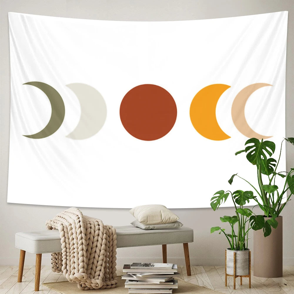 Anyhouz Tapestry Moon Phases 150x130cm Psychedelic Scene Art Hippie Bohemian Decorative Sheet-Tapestry-PEROZ Accessories