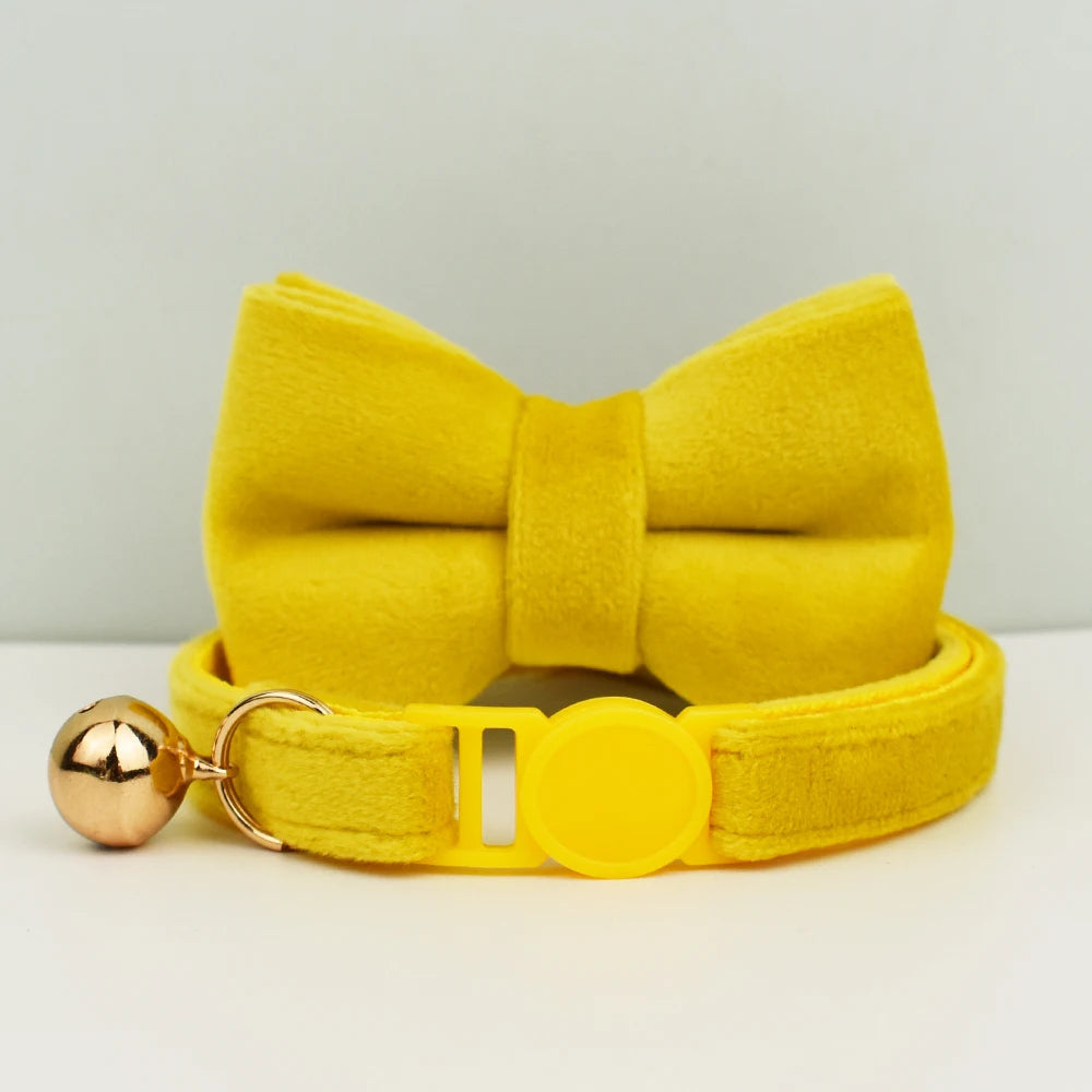 AnyWags Cat Collar Yellow Bow Large with Safety Buckle, Bell, and Durable Strap Stylish and Comfortable Pet Accessory-Cat Supplies-PEROZ Accessories