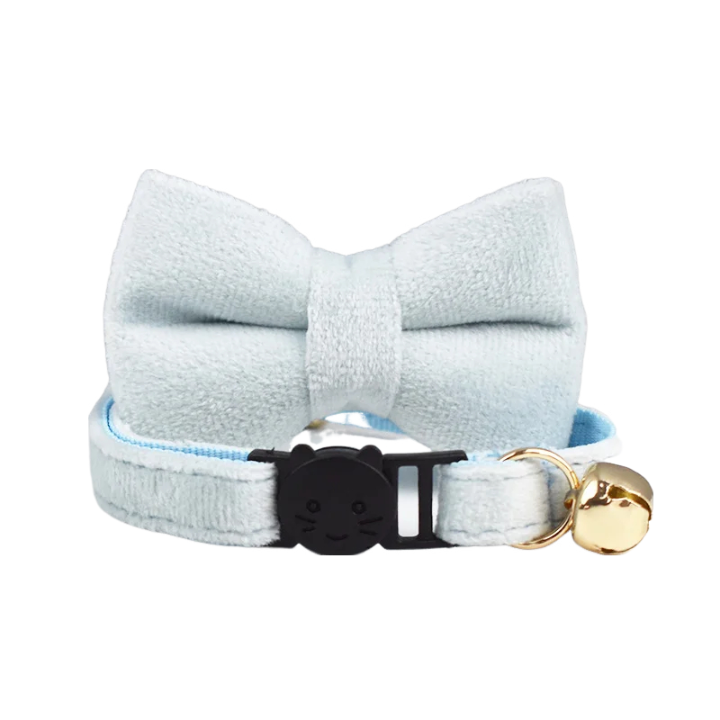 AnyWags Cat Collar Ice Blue Bow Large with Safety Buckle, Bell, and Durable Strap Stylish and Comfortable Pet Accessory-Cat Supplies-PEROZ Accessories